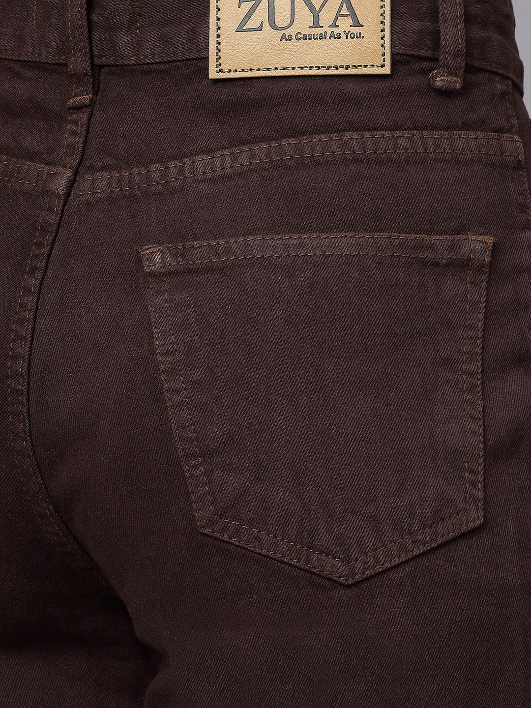 Zuya Straight Fit Denim Jeans - Timeless Sophistication - Brown - MY3059 BROWN