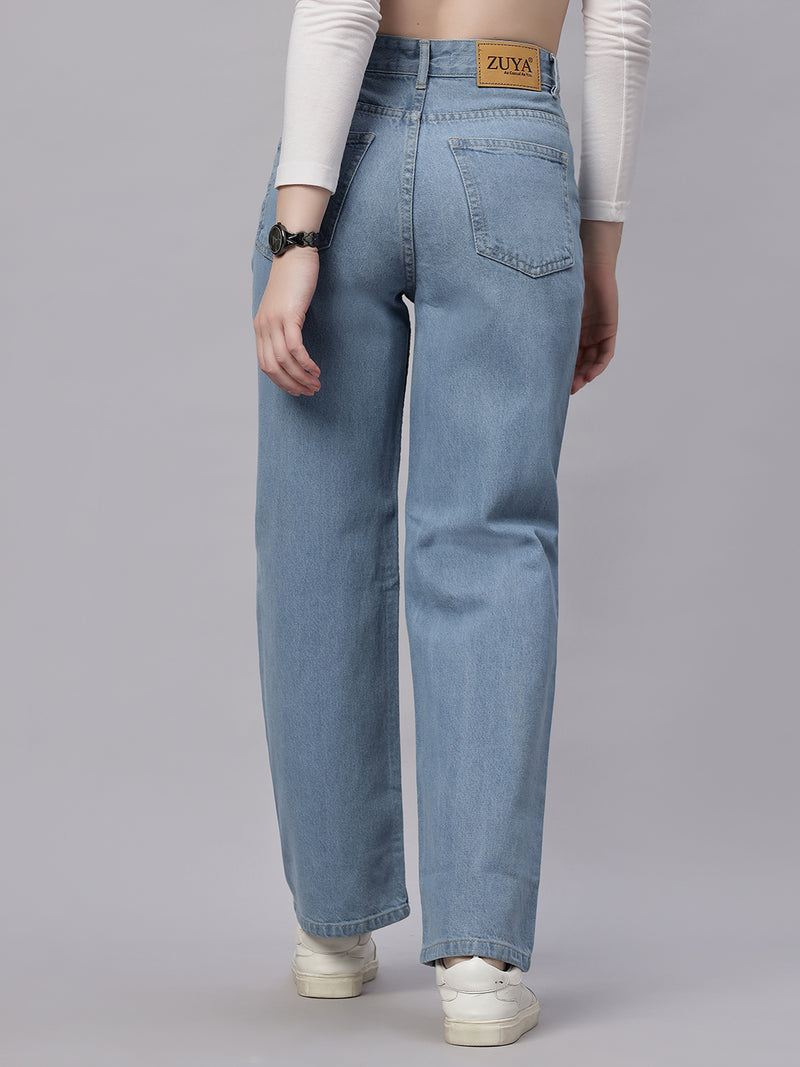 Zuya Ice Blue Straight Fit Jeans Timeless Casual Cool MY3059 ICE