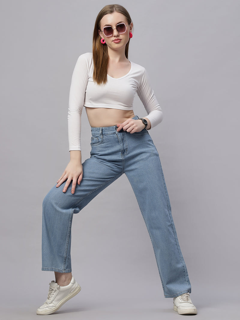 Zuya Ice Blue Straight Fit Jeans Timeless Casual Cool MY3059 ICE