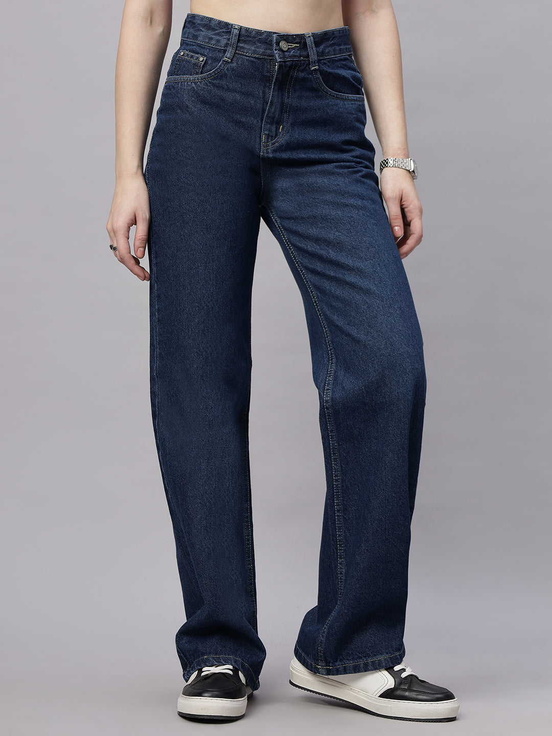Zuya Wide Leg Denim Jeans - Effortless Edge - Dark Blue - MY2059 DX C