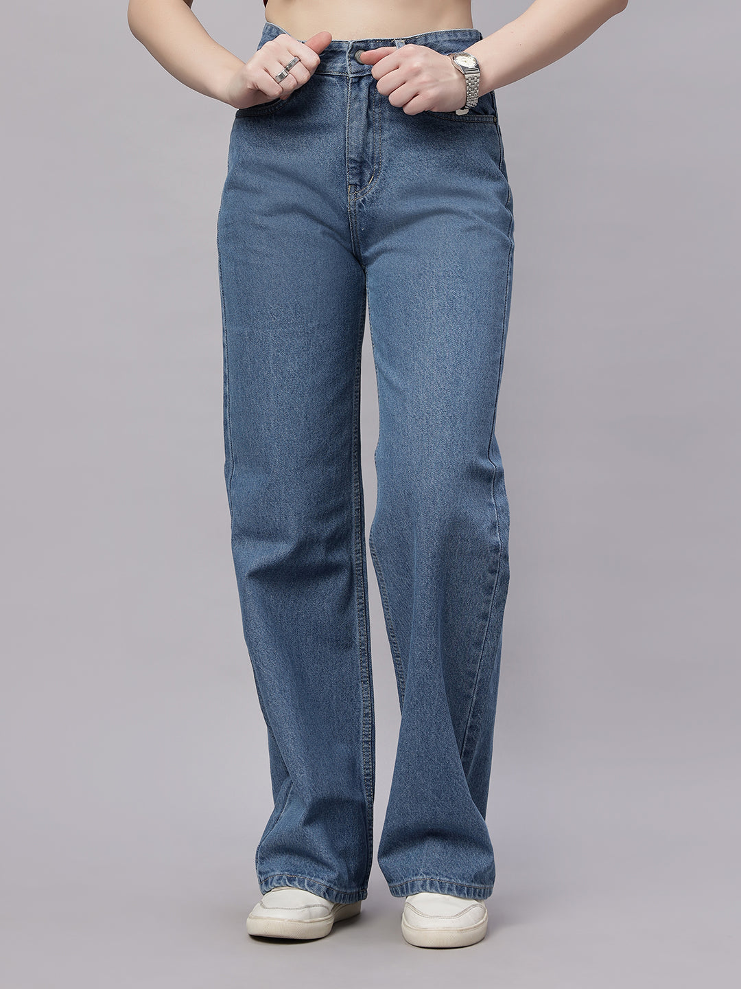 Zuya Wide Leg Denim Jeans - Effortless Edge - Stone Blue - MY2059 STONE C