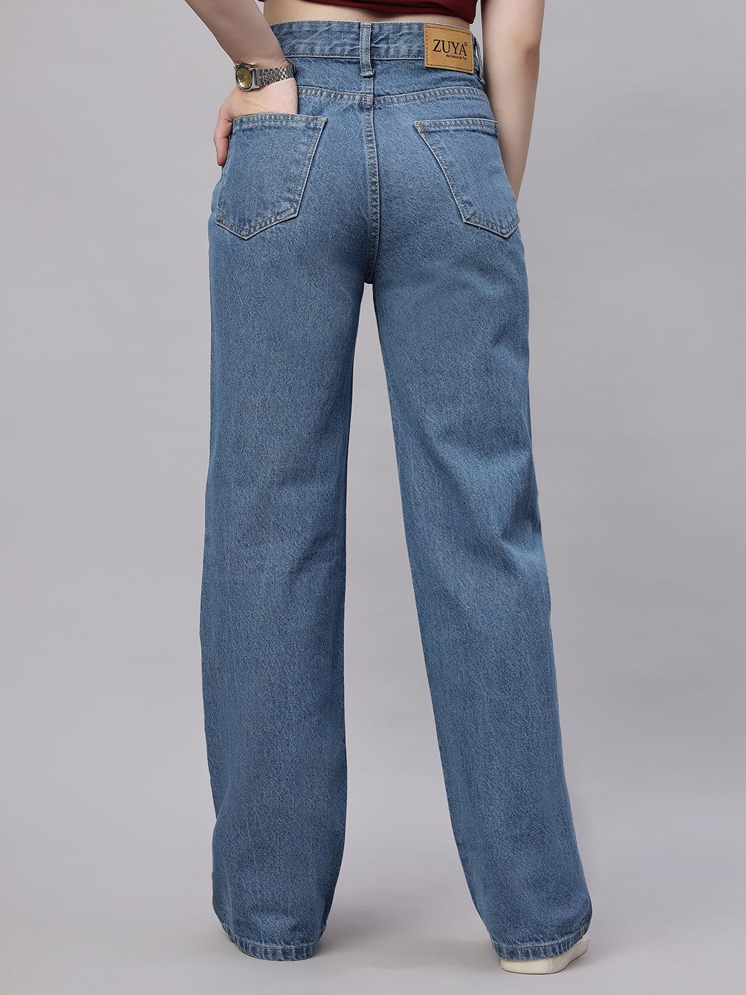 Zuya Wide Leg Denim Jeans - Effortless Edge - Stone Blue - MY2059 STONE C