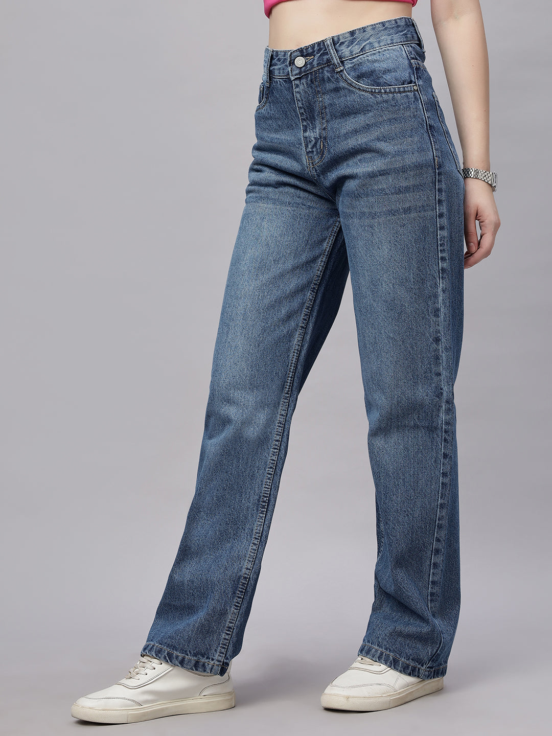 Zuya Wide Leg Denim Jeans - Effortless Edge - Medium Blue - MY2059 W DX