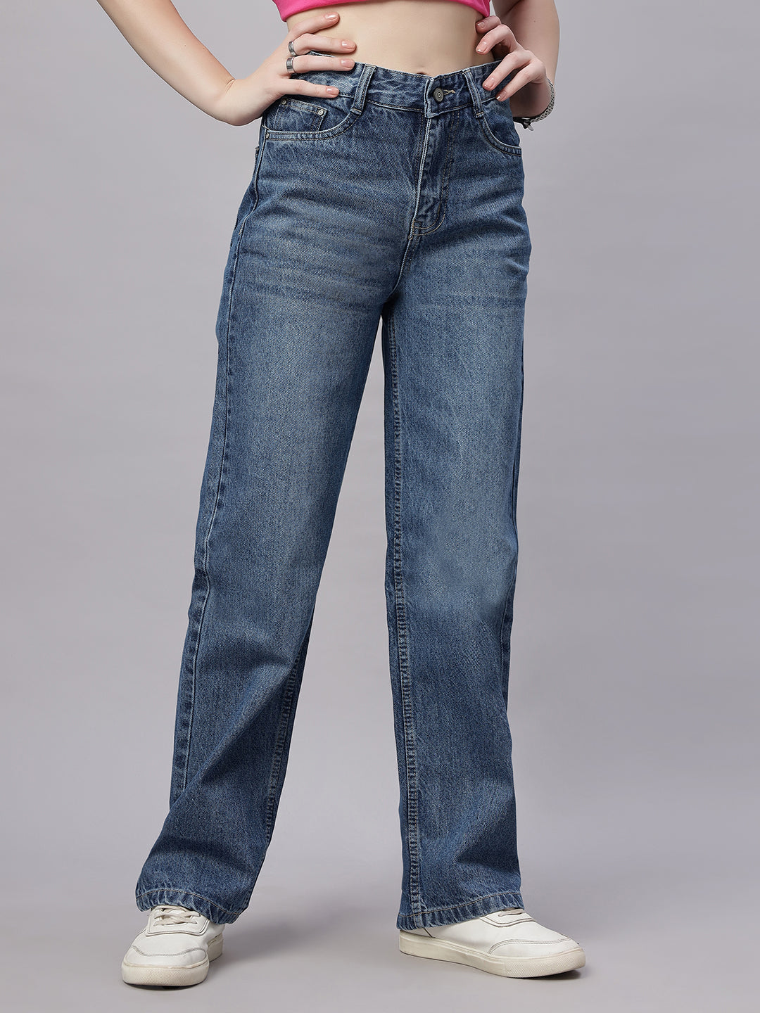 Zuya Wide Leg Denim Jeans - Effortless Edge - Medium Blue - MY2059 W DX