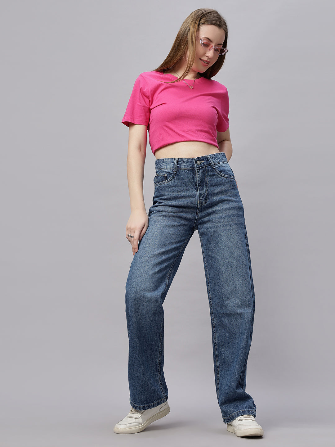 Zuya Wide Leg Denim Jeans - Effortless Edge - Medium Blue - MY2059 W DX