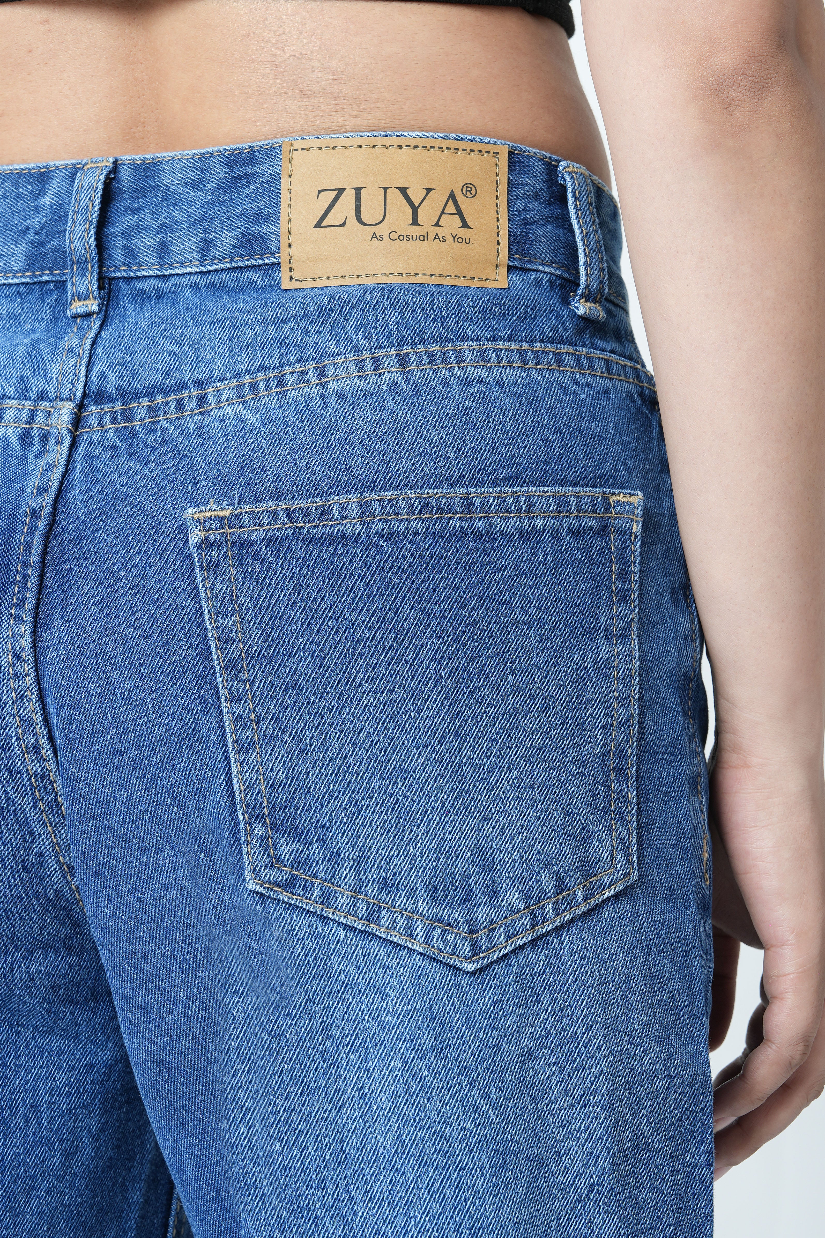 Zuya Whisker Torn Denim Jeans - Casual Rebel Look - Stone Blue - MY2003-STONE-TORN-SP
