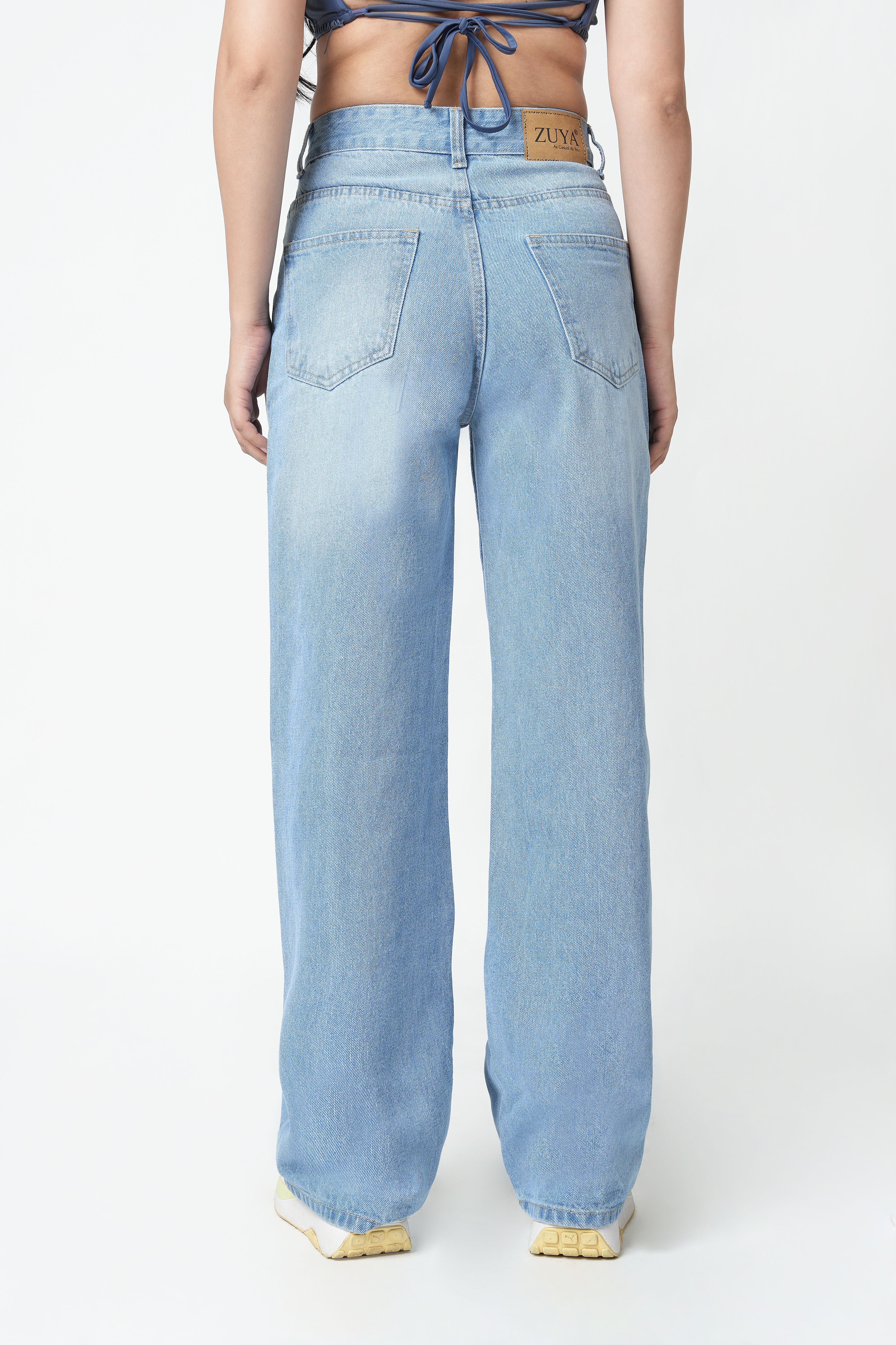 Zuya Whisker Torn Denim Jeans - Casual Rebel Look - Ice Blue - MY2003-ICE-TORN-SP