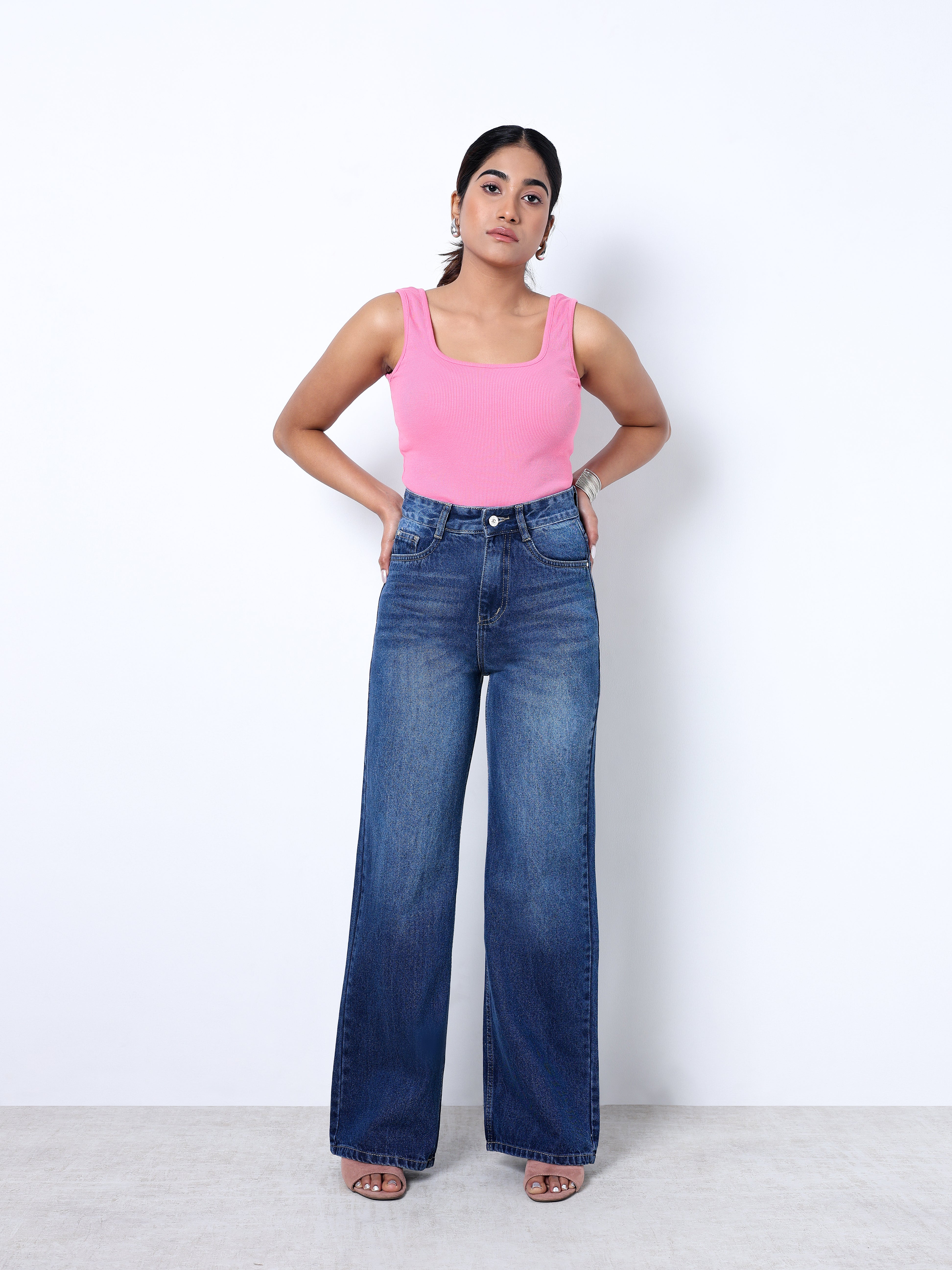 Zuya Super Wide Leg Denim Jeans - Effortless Edge - Dark Blue - MY2001-DX-W-A