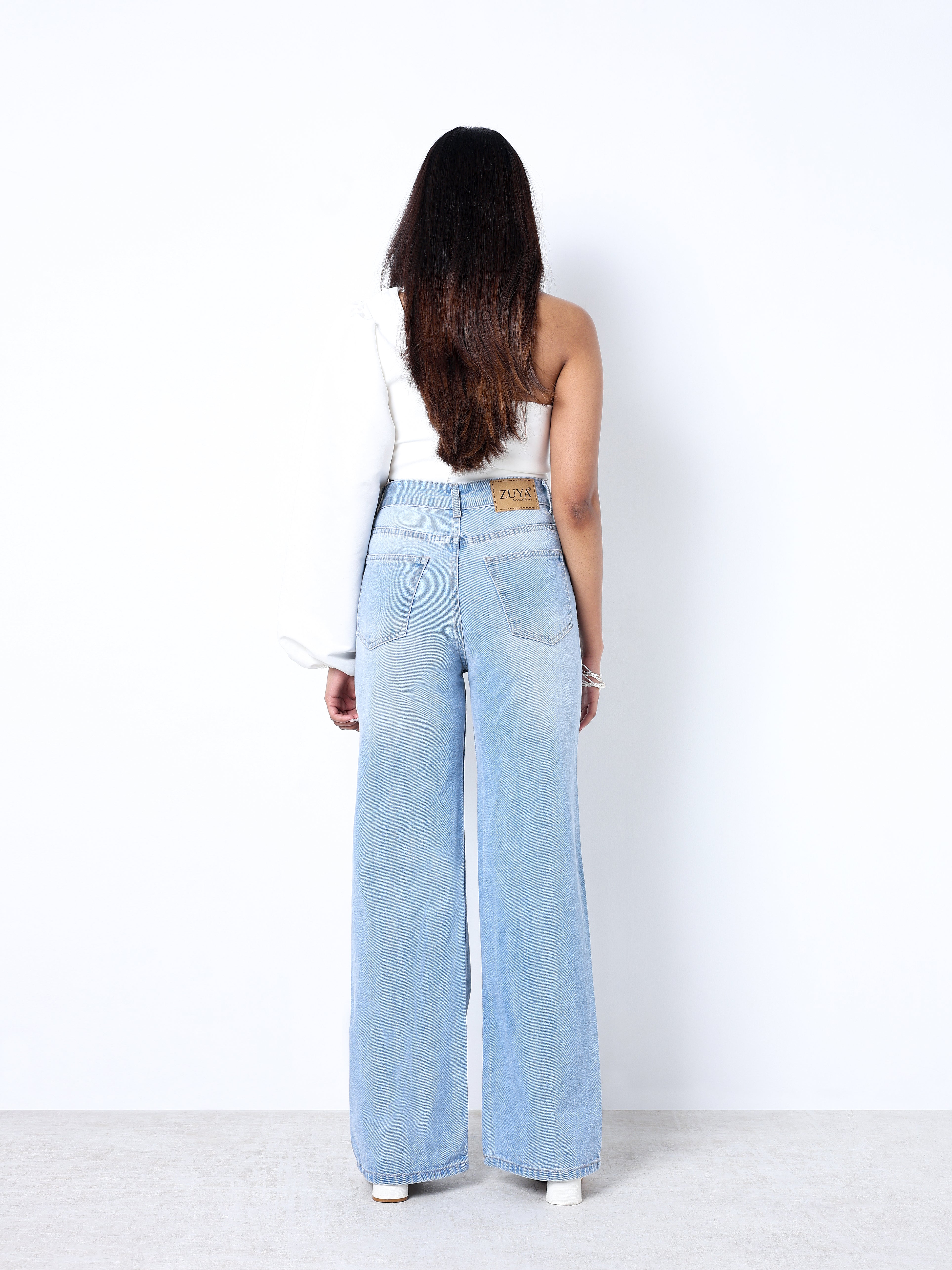Zuya Super Wide Leg Denim Jeans - Effortless Edge - Light Blue - MY2001-ICE-W-SPRAY-A