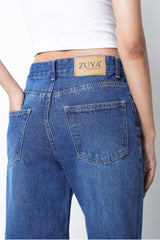 Zuya Whisker Torn Denim Jeans - Casual Rebel Look - Blue Shade - MY2003-DX-2
