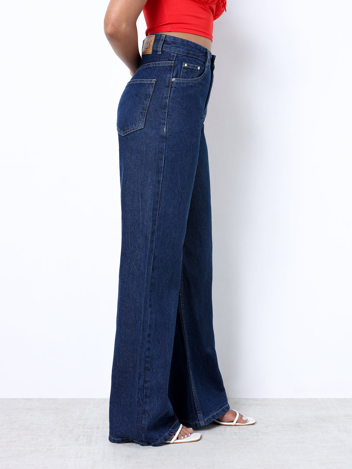 Zuya Wide Leg Plain Denim Jeans - Unadorned Elegance - Dark Blue  - MY2059-DX-PLAIN-A