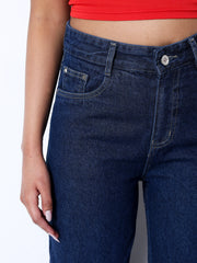 Zuya Wide Leg Plain Denim Jeans - Unadorned Elegance - Dark Blue  - MY2059-DX-PLAIN-A