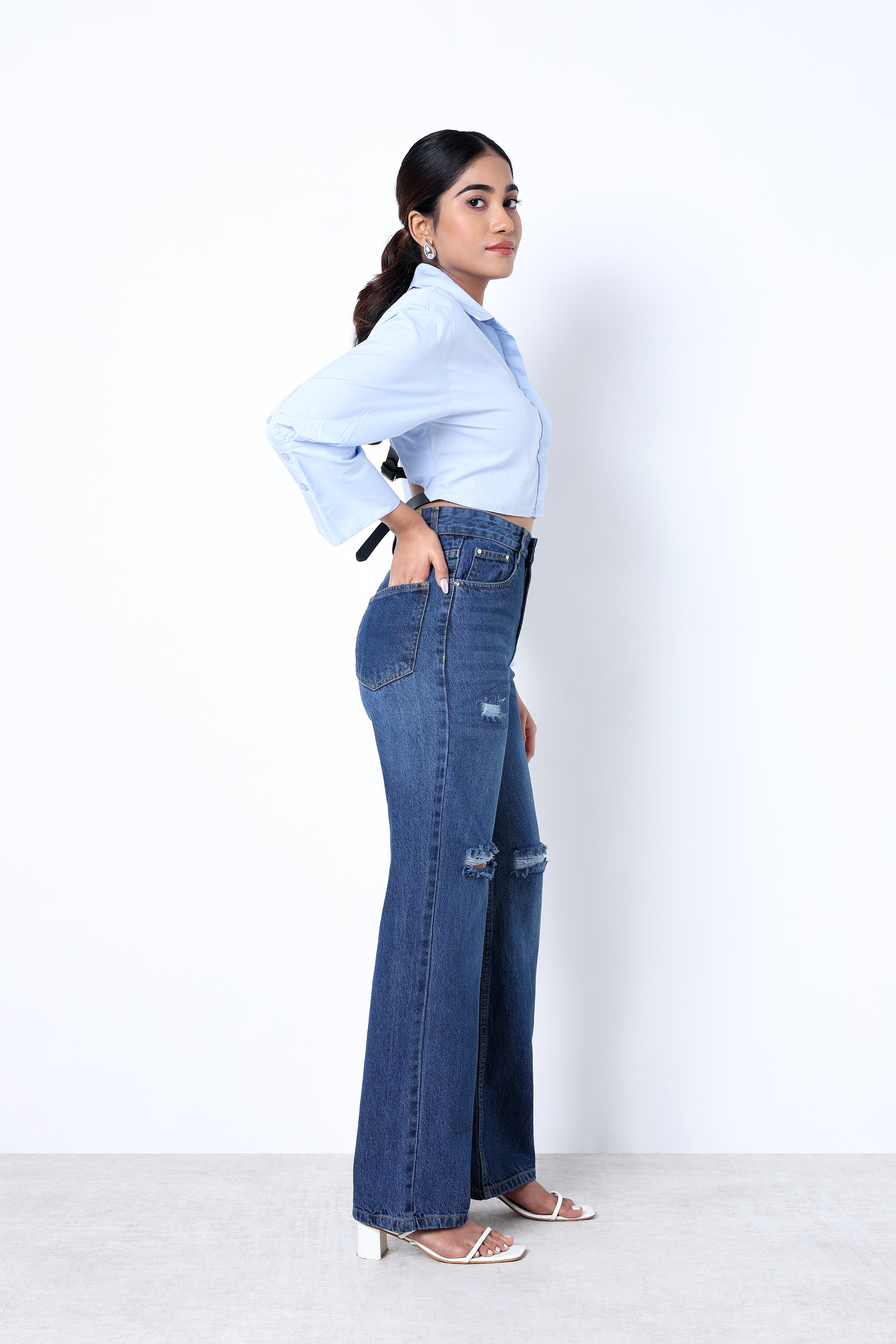Zuya Whisker Straight Fit Tone Denim Jeans - 5 Pockets / Classic Comfort & Style / Dark Blue - MY3058-DX-W-TONE-A