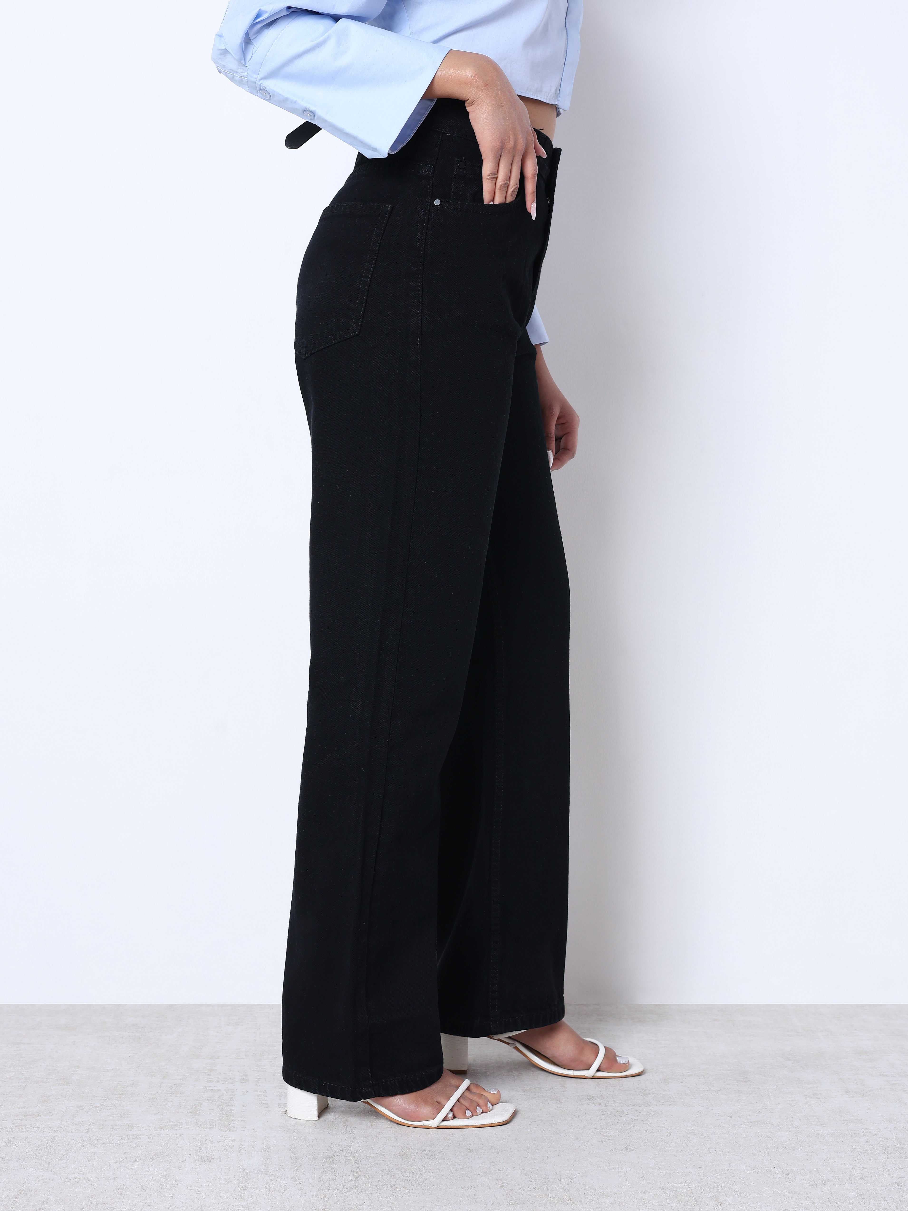 Zuya Straight Fit Plain Denim Jeans - Timeless Sophistication - Black- MY3059-BLACK-PLAIN-A