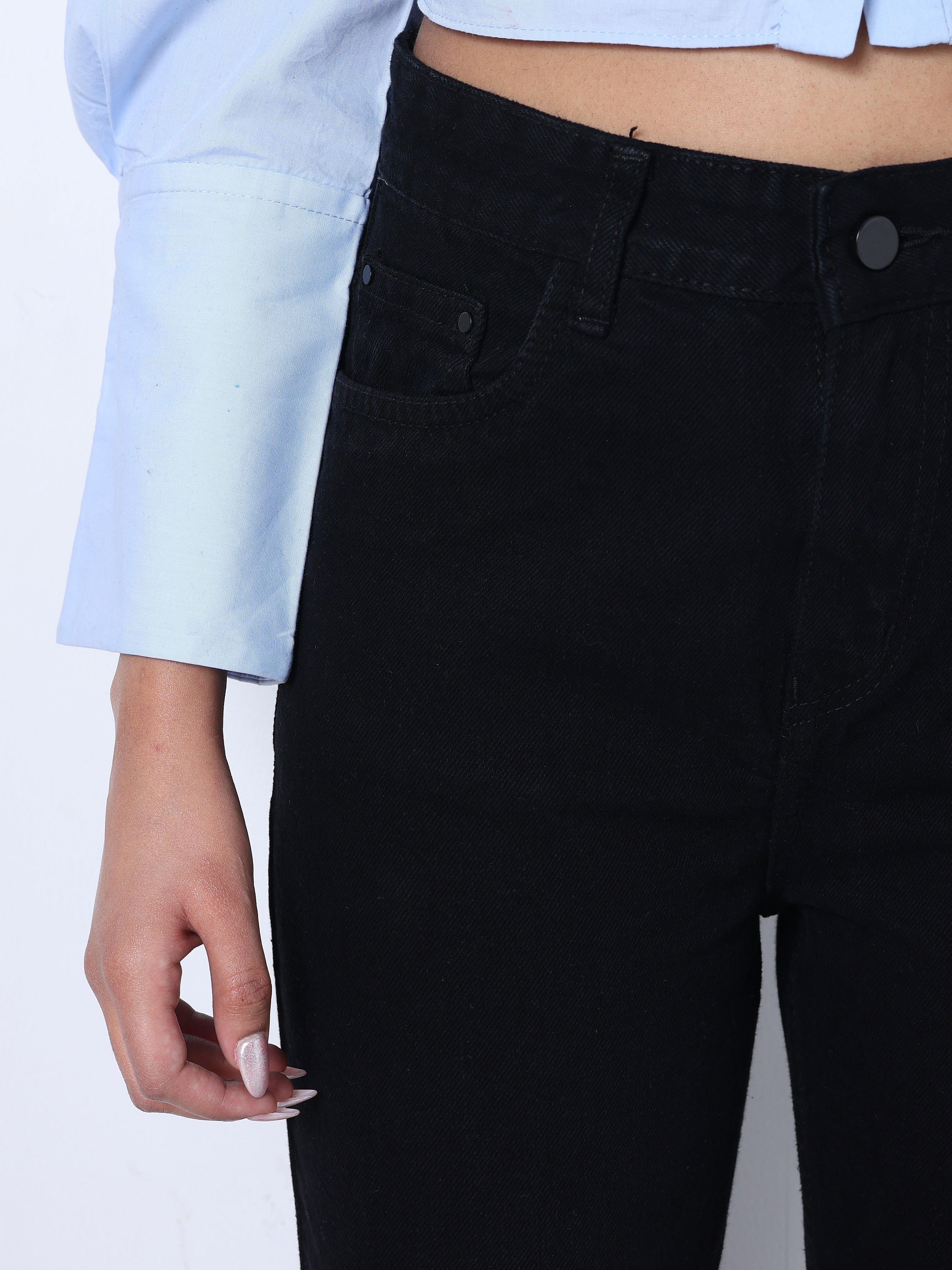 Zuya Straight Fit Plain Denim Jeans - Timeless Sophistication - Black- MY3059-BLACK-PLAIN-A