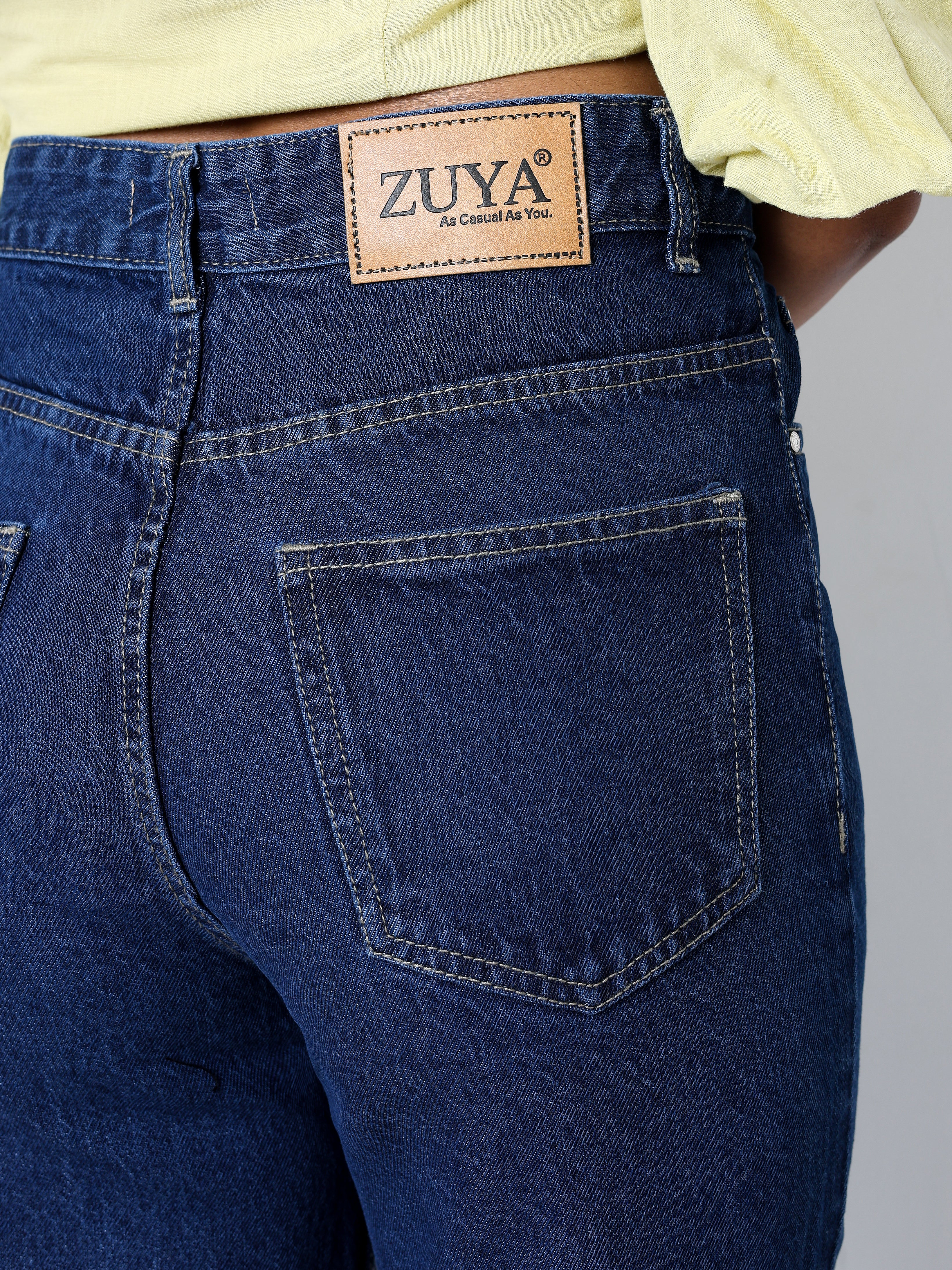 Zuya Straight Fit Plain Denim Jeans - Timeless Sophistication - Dark Blue- MY3059-DX-PLAIN-A