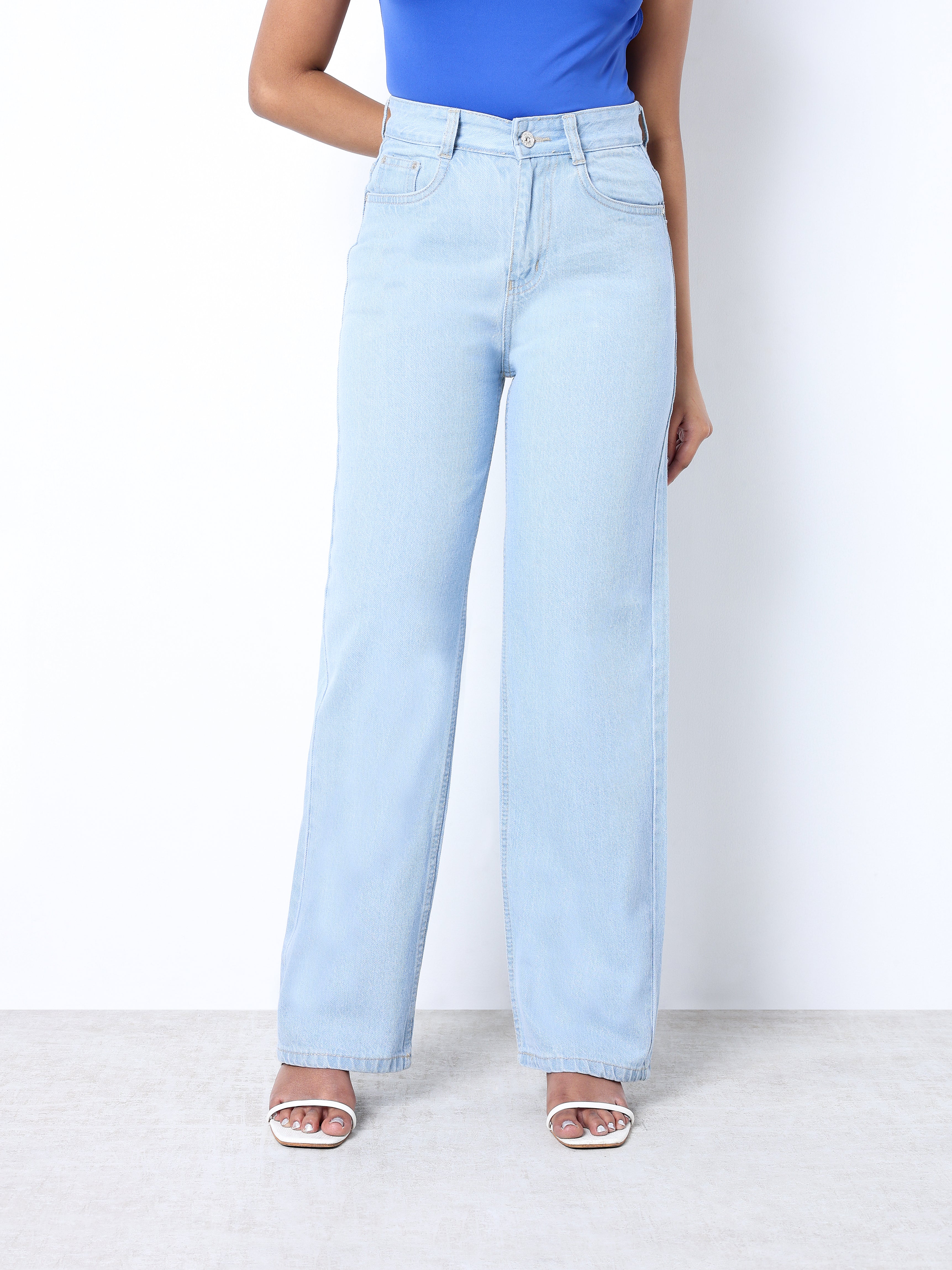 Zuya Straight Fit Plain Denim Jeans - Timeless Sophistication - Ice Blue- MY3059-ICE-PLAIN-A