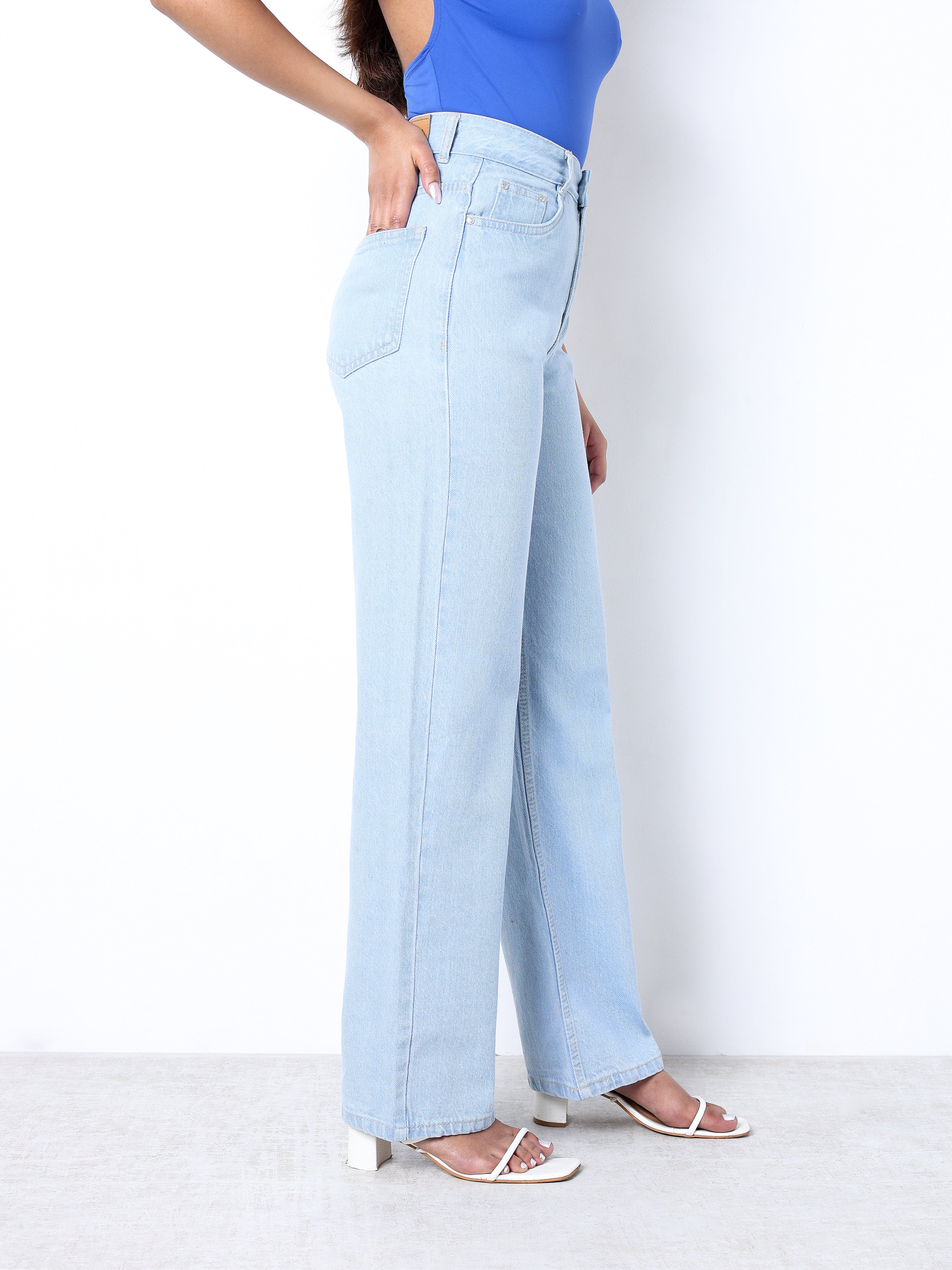 Zuya Straight Fit Plain Denim Jeans - Timeless Sophistication - Ice Blue- MY3059-ICE-PLAIN-A