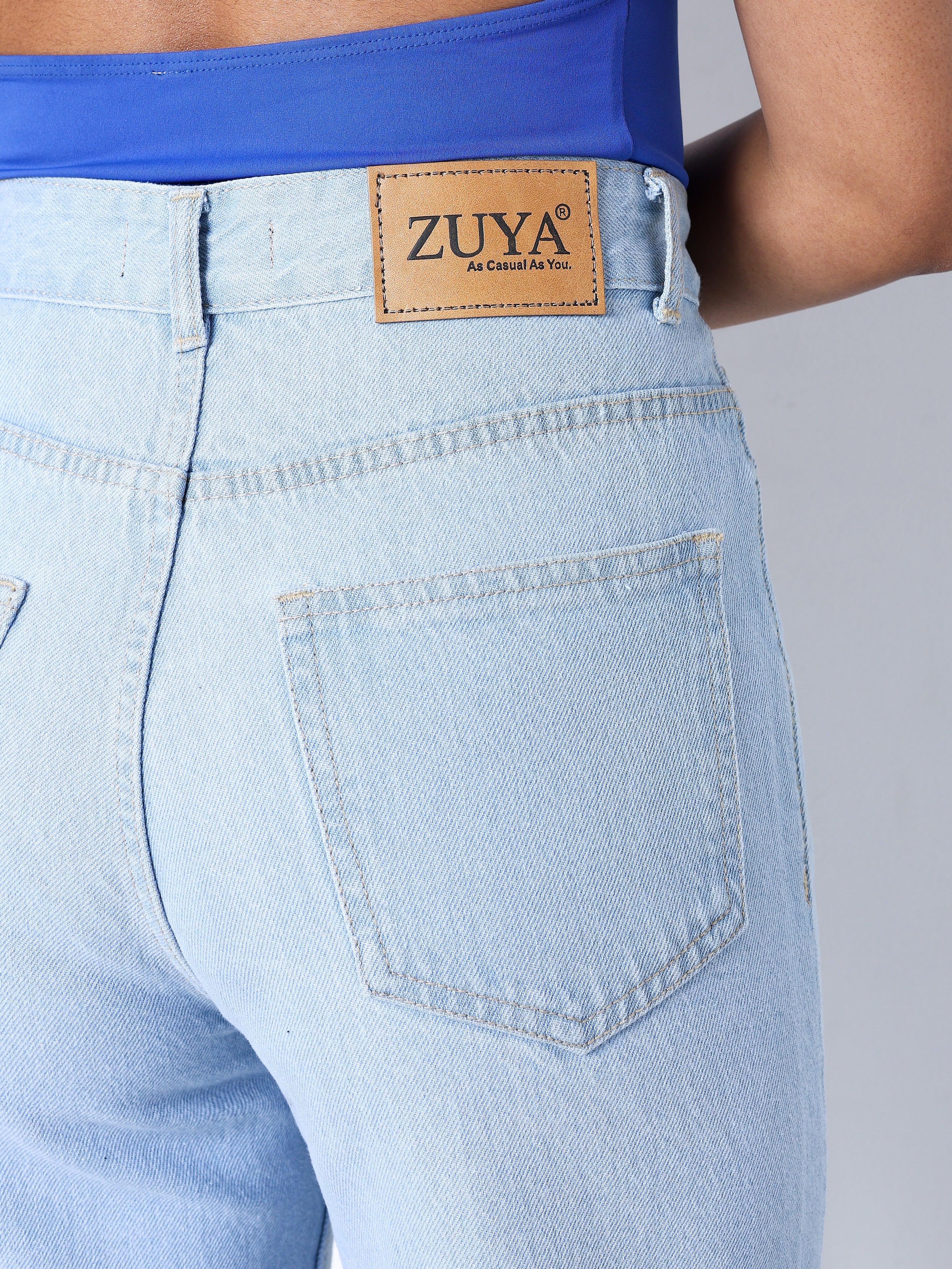 Zuya Straight Fit Plain Denim Jeans - Timeless Sophistication - Ice Blue- MY3059-ICE-PLAIN-A