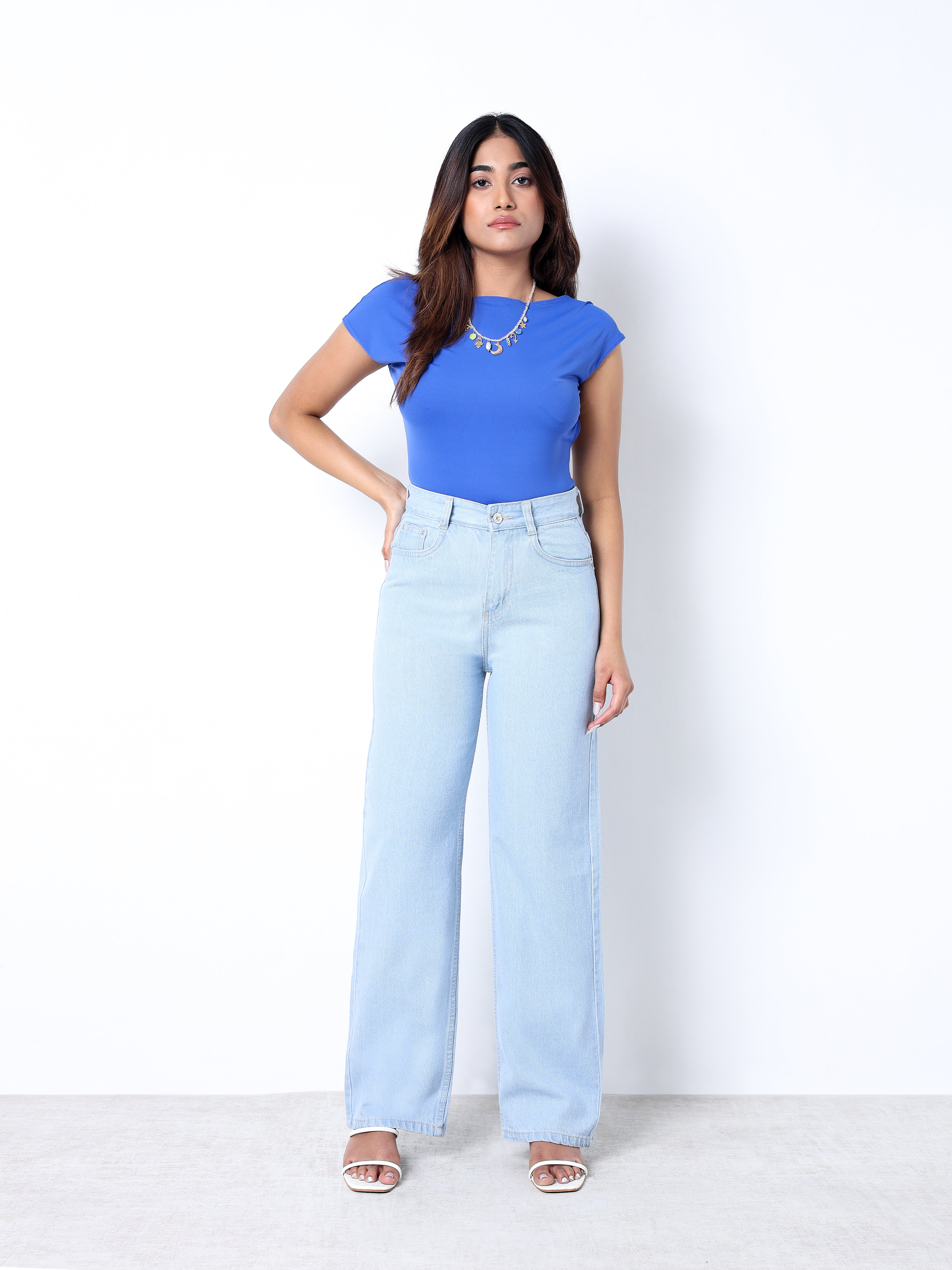 Zuya Straight Fit Plain Denim Jeans - Timeless Sophistication - Ice Blue- MY3059-ICE-PLAIN-A