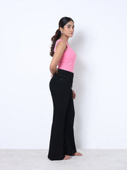 Zuya Bootcut Plain Denim Jeans - 5 Pockets / Flattering, Timeless Style / Black - MY4020-BLACK-PLAIN-A