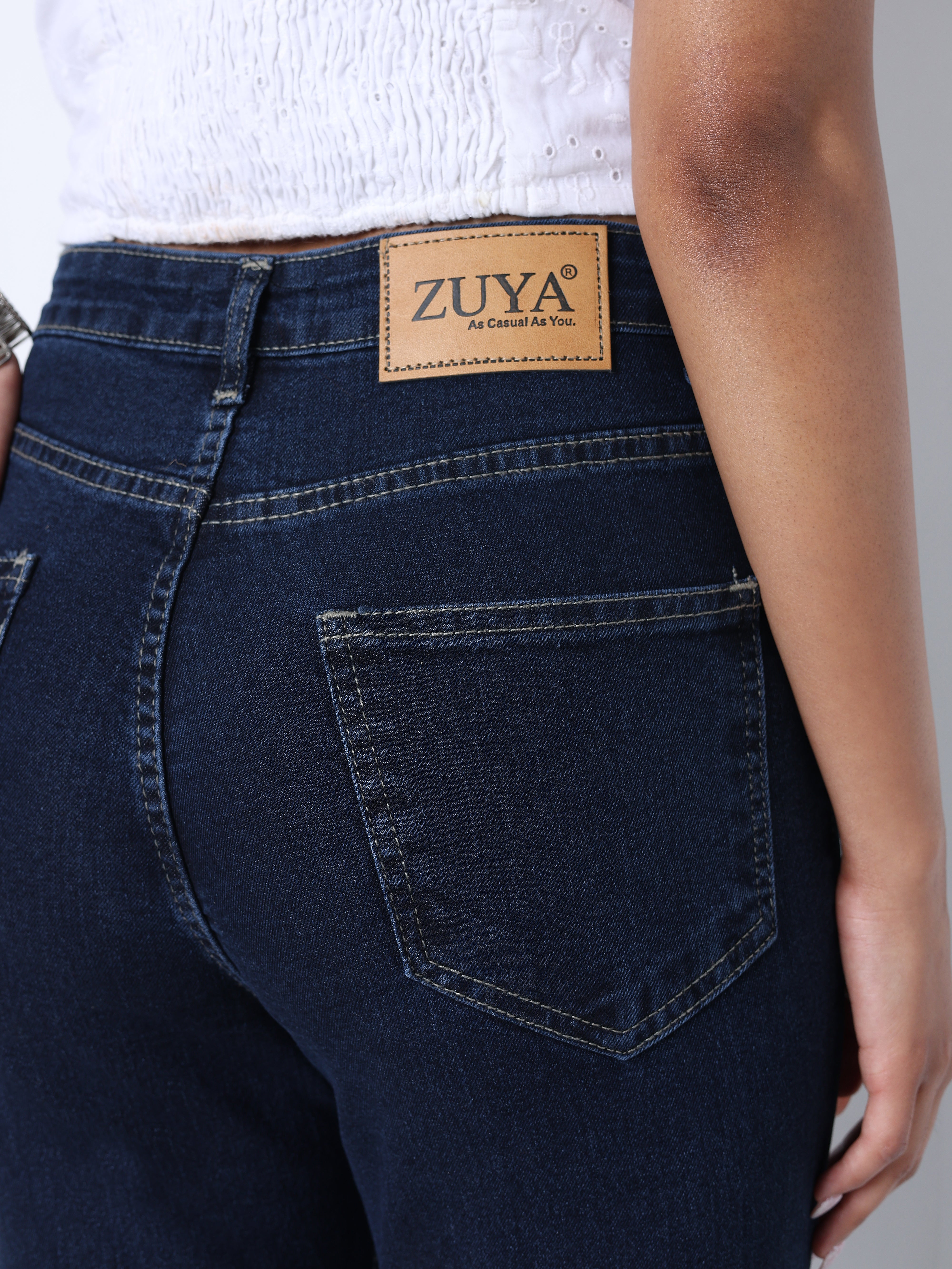 Zuya Bootcut Plain Denim Jeans - 5 Pockets / Flattering, Timeless Style / Dark Blue- MY4020-DX-PLAIN-A