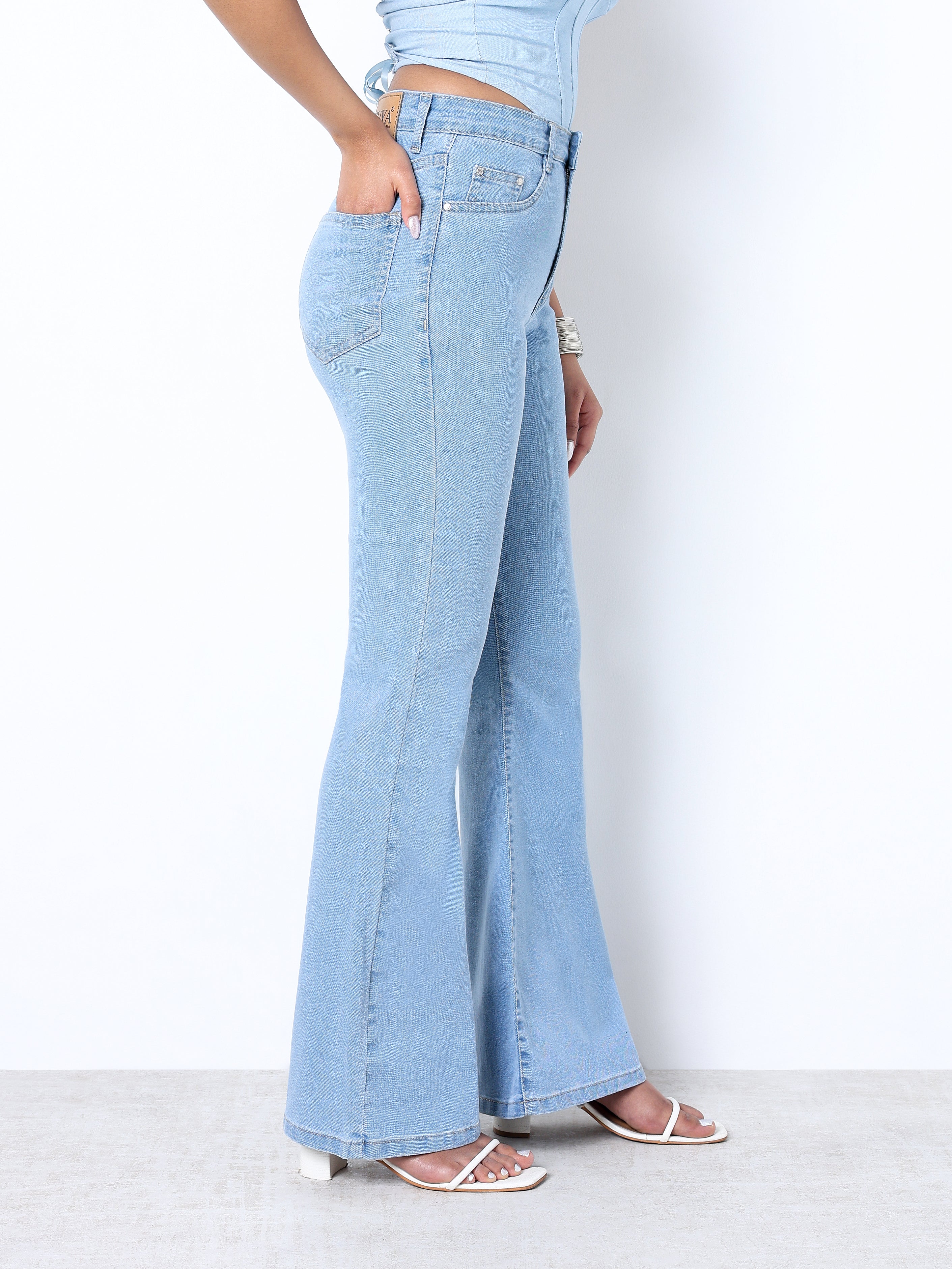 Zuya Bootcut Plain Denim Jeans - 5 Pockets / Flattering, Timeless Style / Ice Blue- MY4020-ICE-PLAIN-A