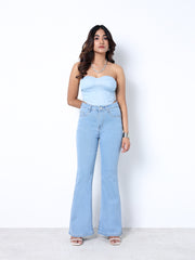 Zuya Bootcut Plain Denim Jeans - 5 Pockets / Flattering, Timeless Style / Ice Blue- MY4020-ICE-PLAIN-A