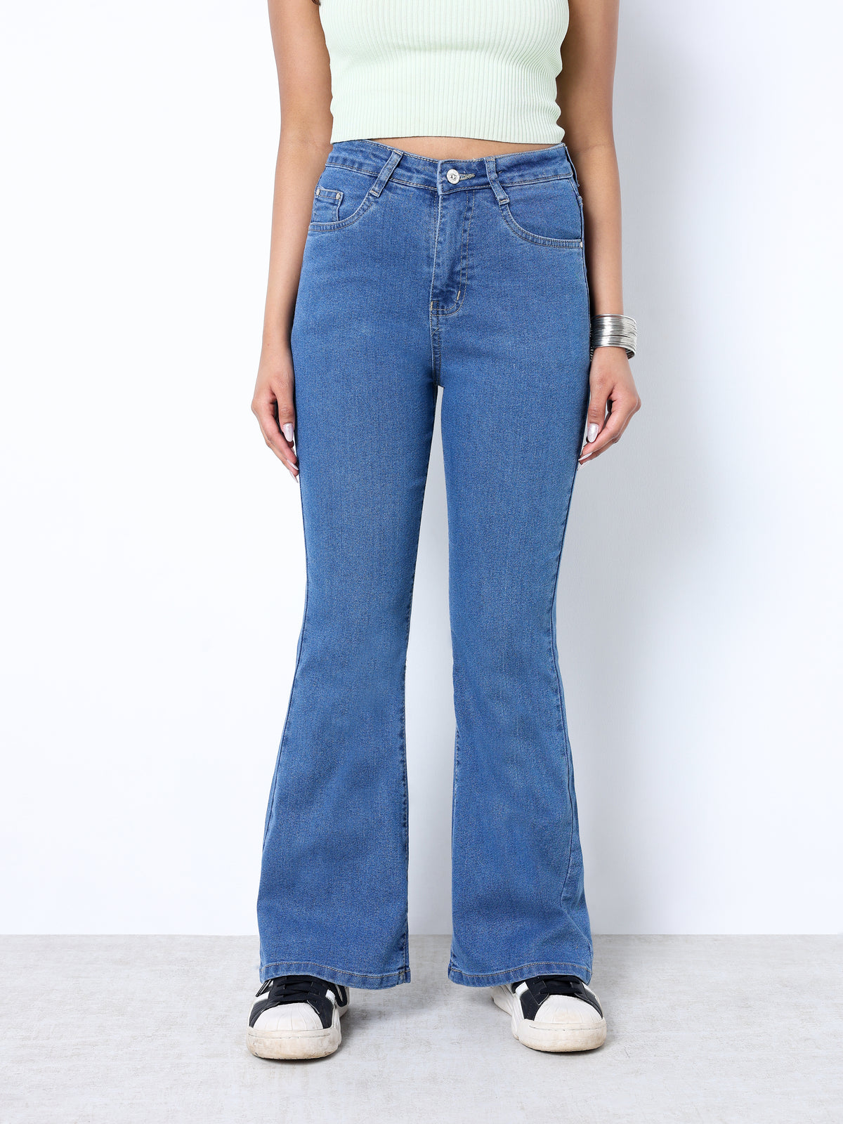 Zuya Bootcut Plain Denim Jeans - 5 Pockets / Flattering, Timeless Style / Stone Blue - MY4020-STONE-PLAIN-A