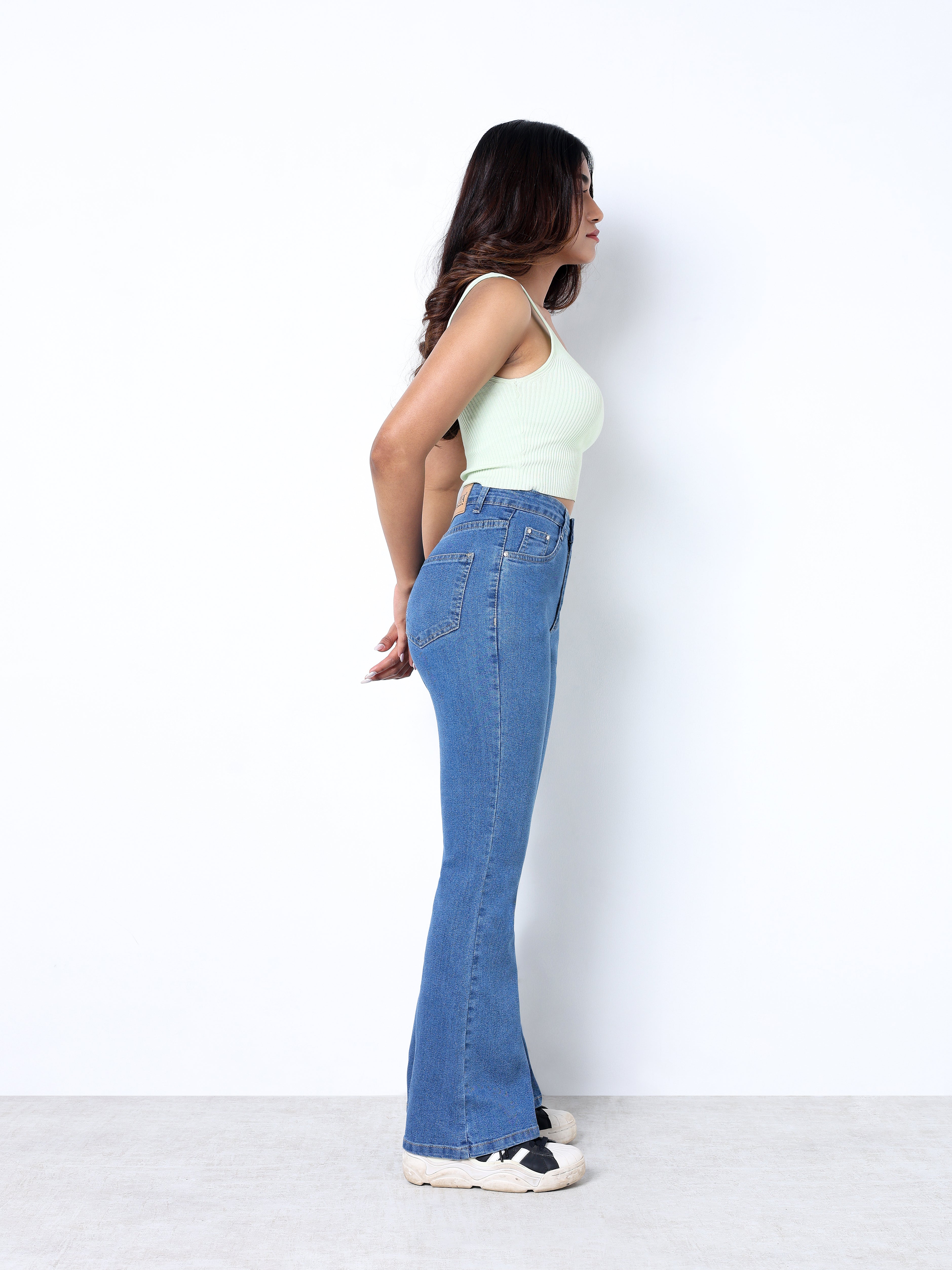Zuya Bootcut Plain Denim Jeans - 5 Pockets / Flattering, Timeless Style / Stone Blue - MY4020-STONE-PLAIN-A