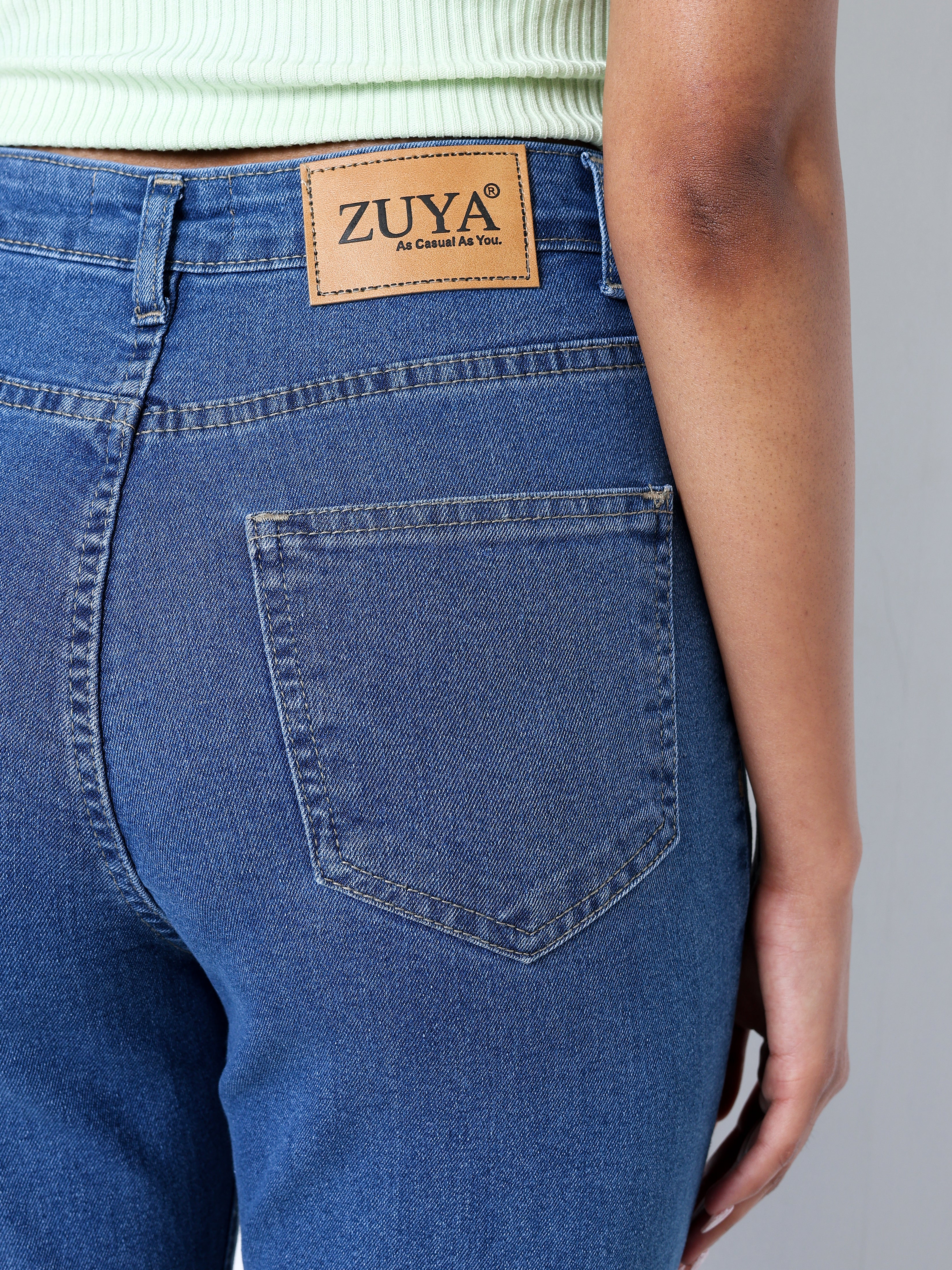 Zuya Bootcut Plain Denim Jeans - 5 Pockets / Flattering, Timeless Style / Stone Blue - MY4020-STONE-PLAIN-A