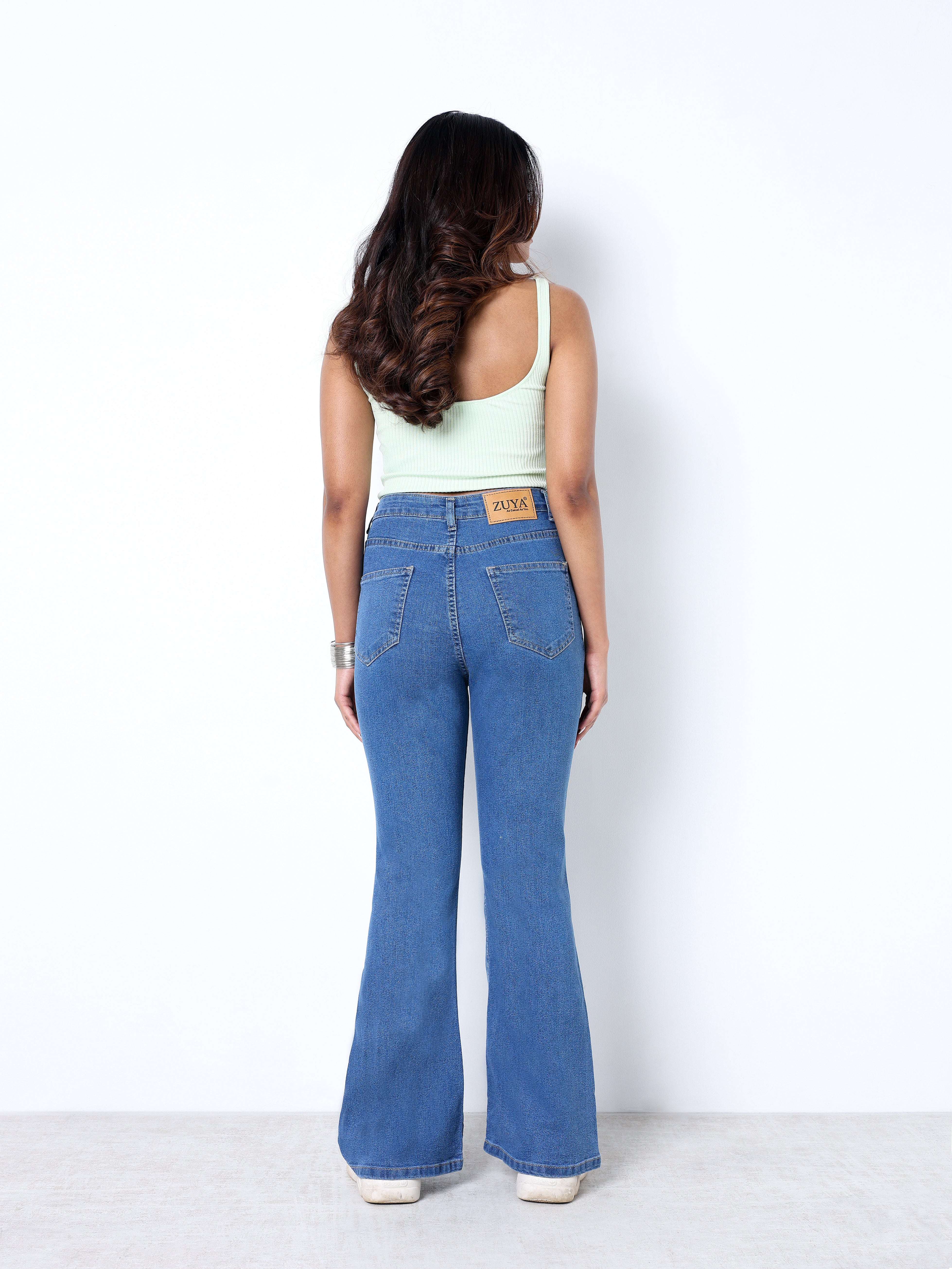 Zuya Bootcut Plain Denim Jeans - 5 Pockets / Flattering, Timeless Style / Stone Blue - MY4020-STONE-PLAIN-A