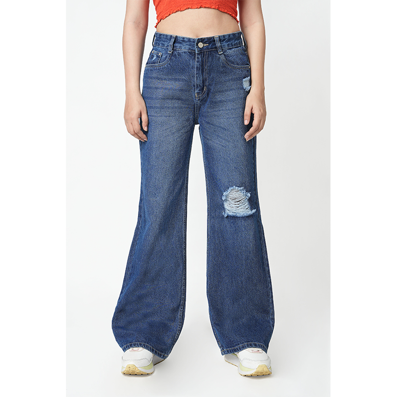 Zuya Whisker Torn Denim Jeans - Casual Rebel Look - Blue -  MY2003-DX-TORN-SP